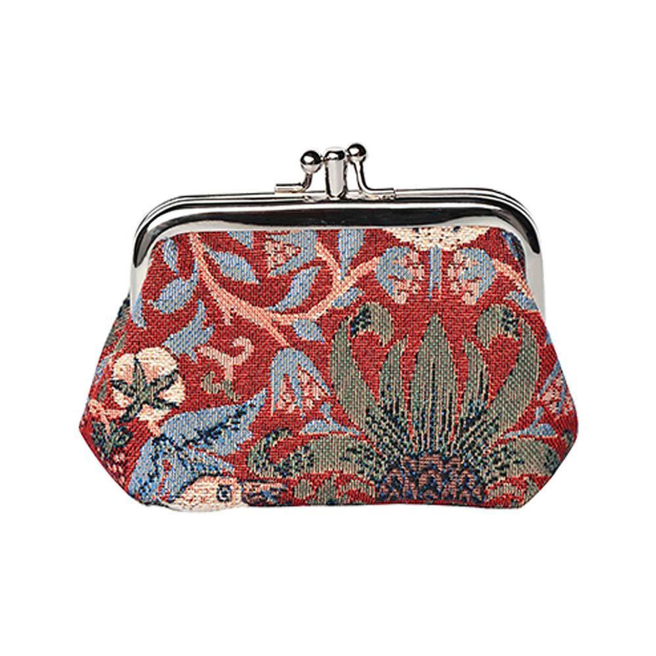 William Morris Strawberry Thief Red Coin Clasp Frame Purse Wallet