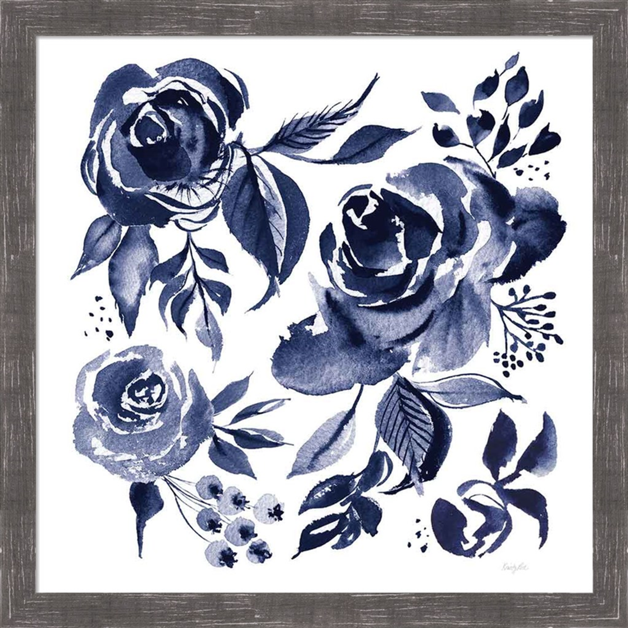 Delft Delight IV DB No Words by Kristy Rice, Framed Wall Art