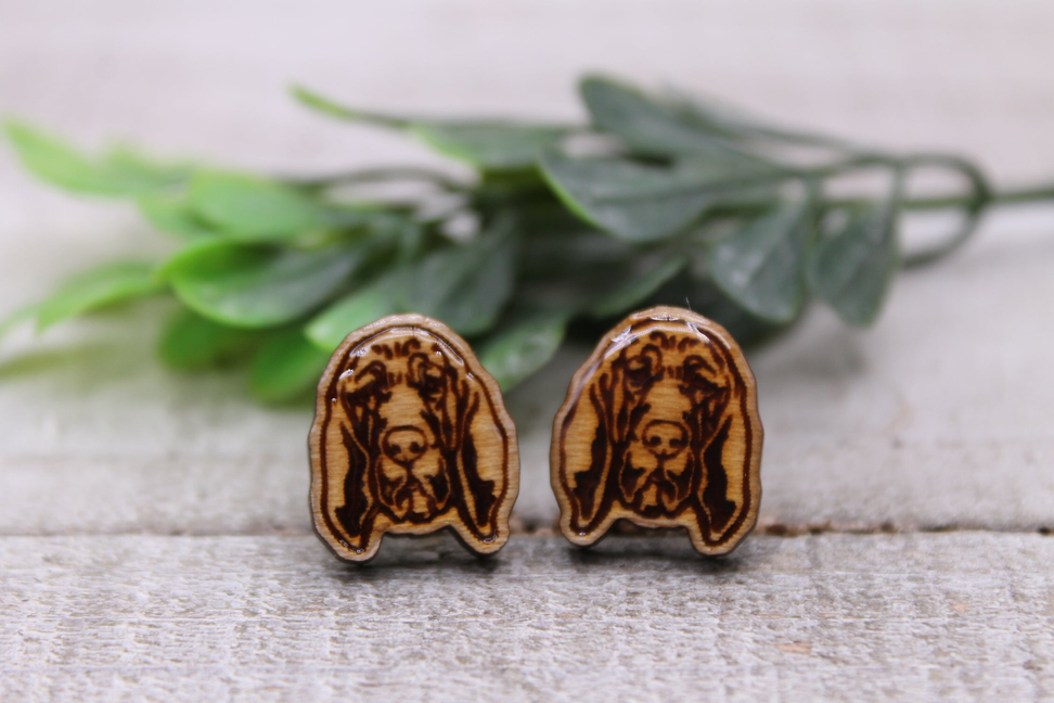 Blood Hound - Dog Breed || Wood Stud Earrings