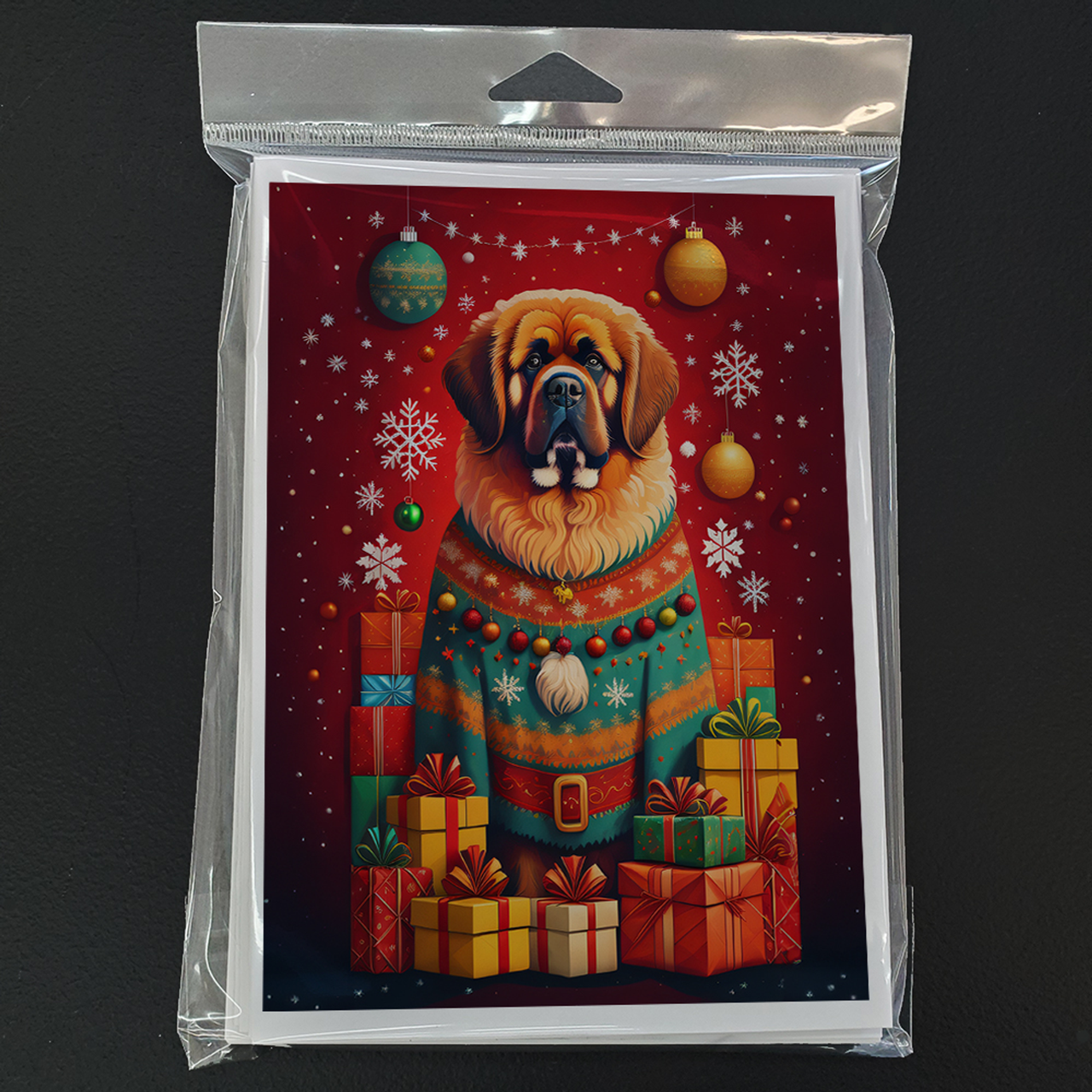 Tibetan Mastiff Holiday Christmas Greeting Cards Pack of 8