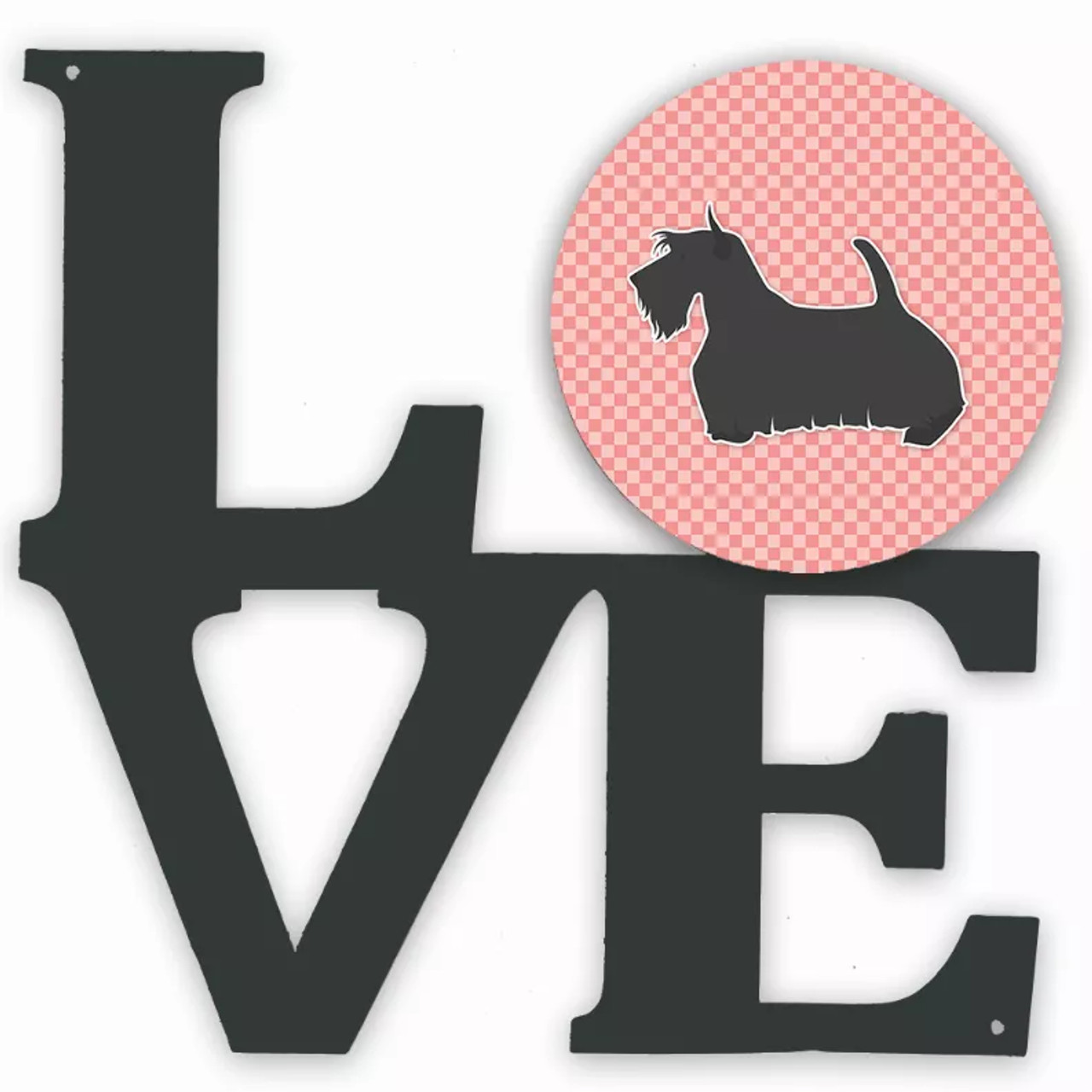 Checkerboard Dog Profile Metal Wall Artwork LOVE - S000213B001695P011626V000