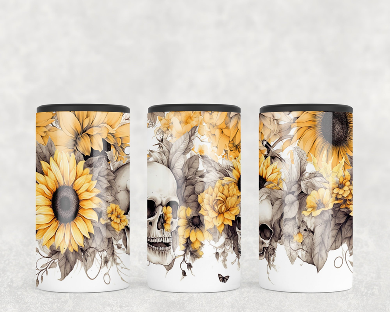 Skull and Sunflowers  Steel can hugger - optional speaker