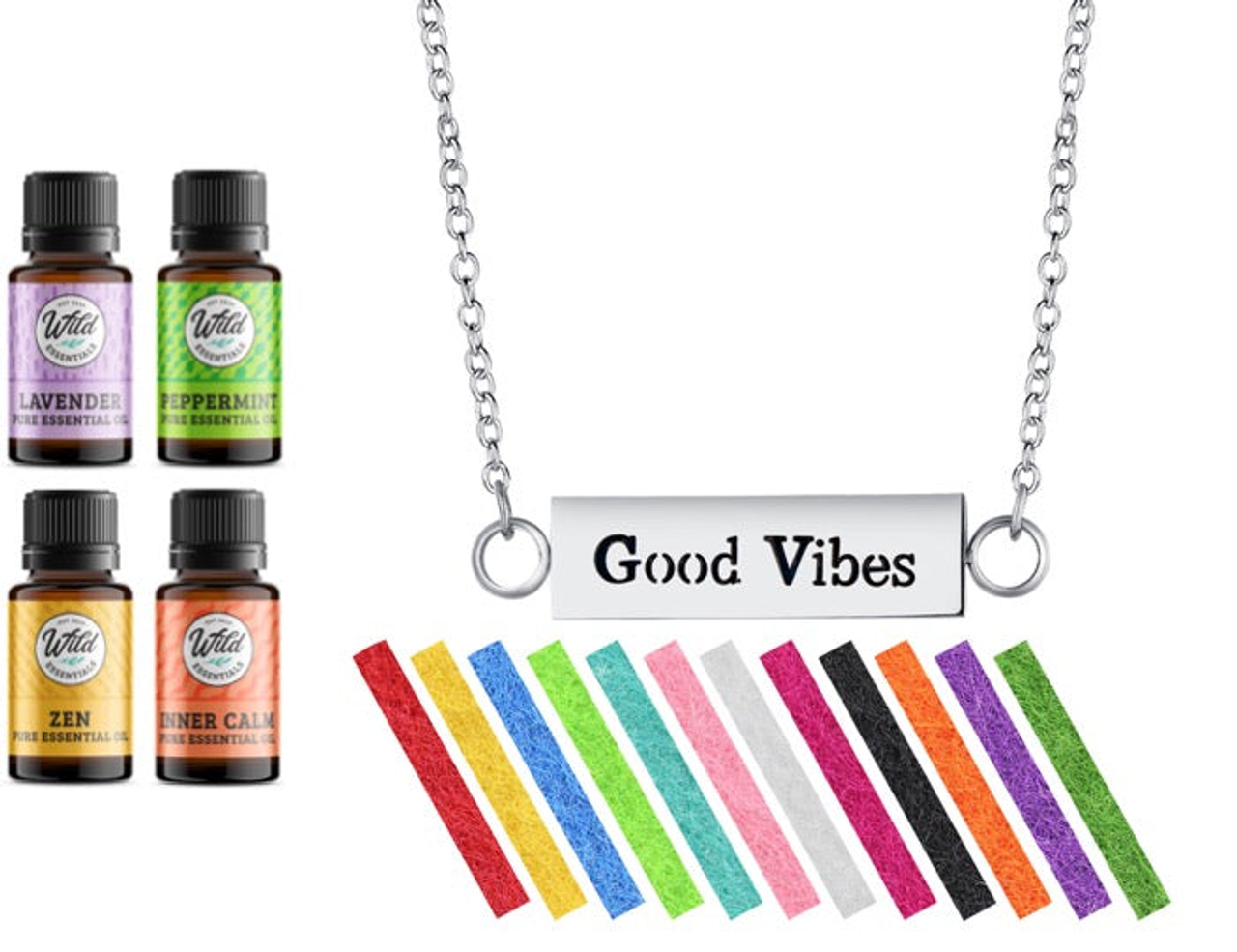 Necklace Diffusers With Oils Bar Pendant (Stainless Steel) - WEGV-GS4-SDE