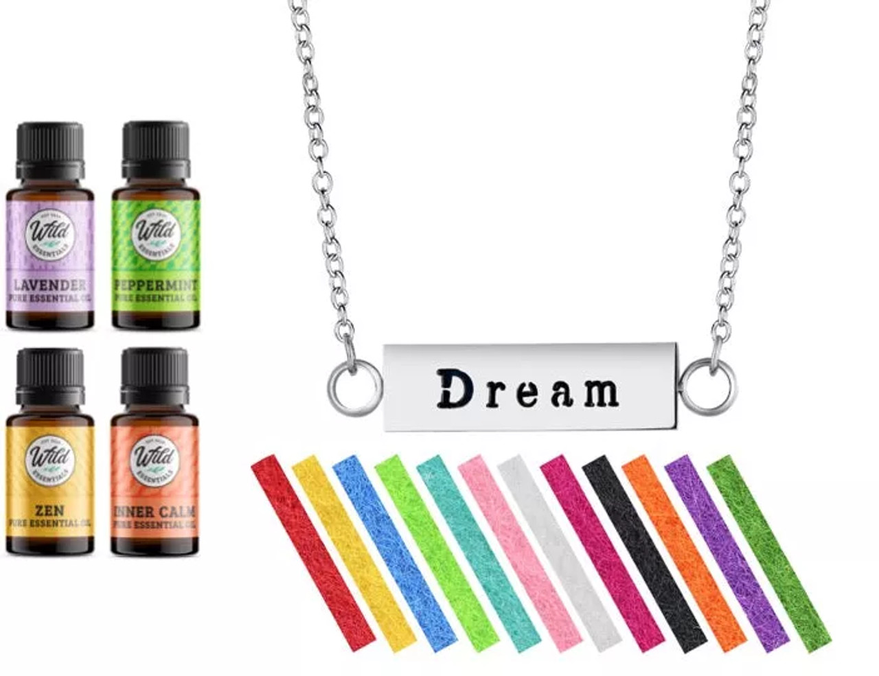 Necklace Diffusers With Oils Bar Pendant (Stainless Steel) - WEDM-GS4-SDE