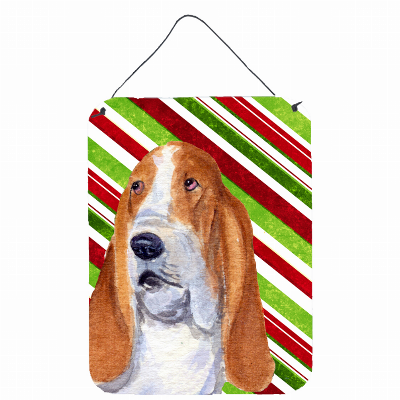 Candy Cane Holiday Christmas Design with Dog Wall or Door Hanging Prints - SS4597DS1216