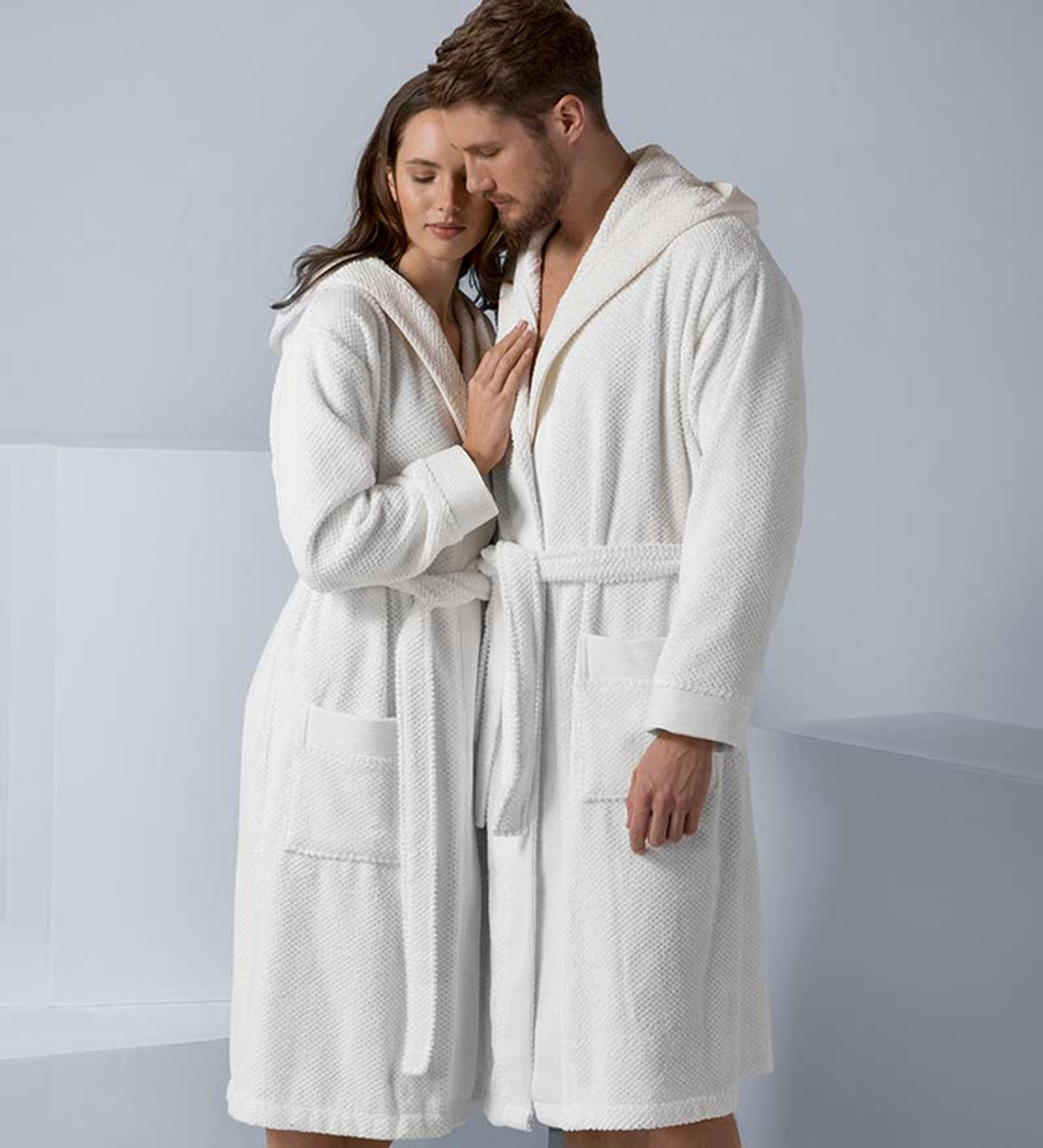 Men's Luxury Turkish Cotton Terry Cloth Robe with Hood - BC-RTT113M-WHT-XL233