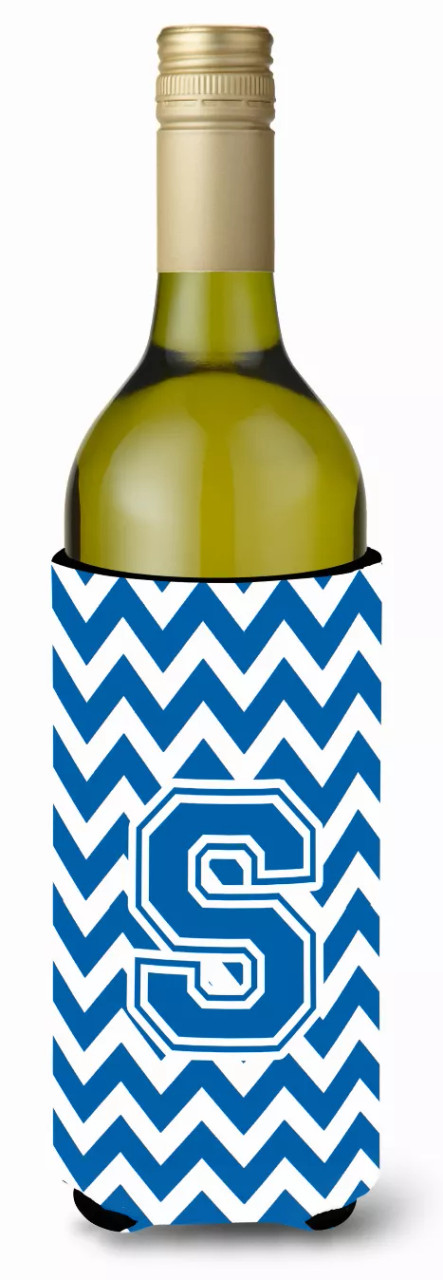 Monogram Letter Chevron Wine Bottle Hugger - CJ1056-SLITERK