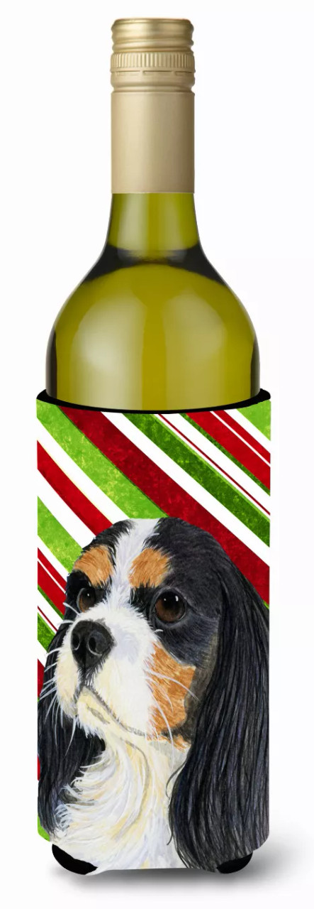 Candy Cane Holiday Christmas Design with Dog Wine Bottle Hugger - S000213B001695P031982V000