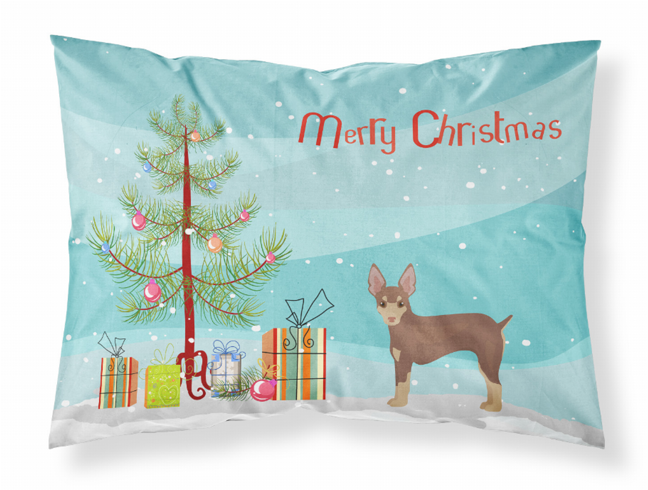Miniature Fox Terrier Christmas Tree Fabric Standard Pillowcase