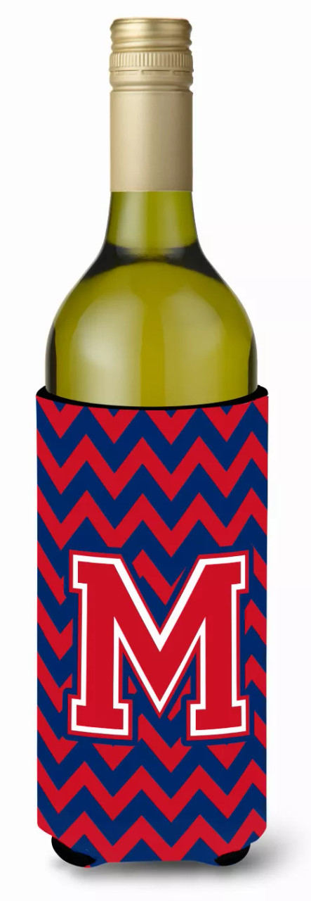 Monogram Letter Chevron Wine Bottle Hugger - CJ1054-MLITERK