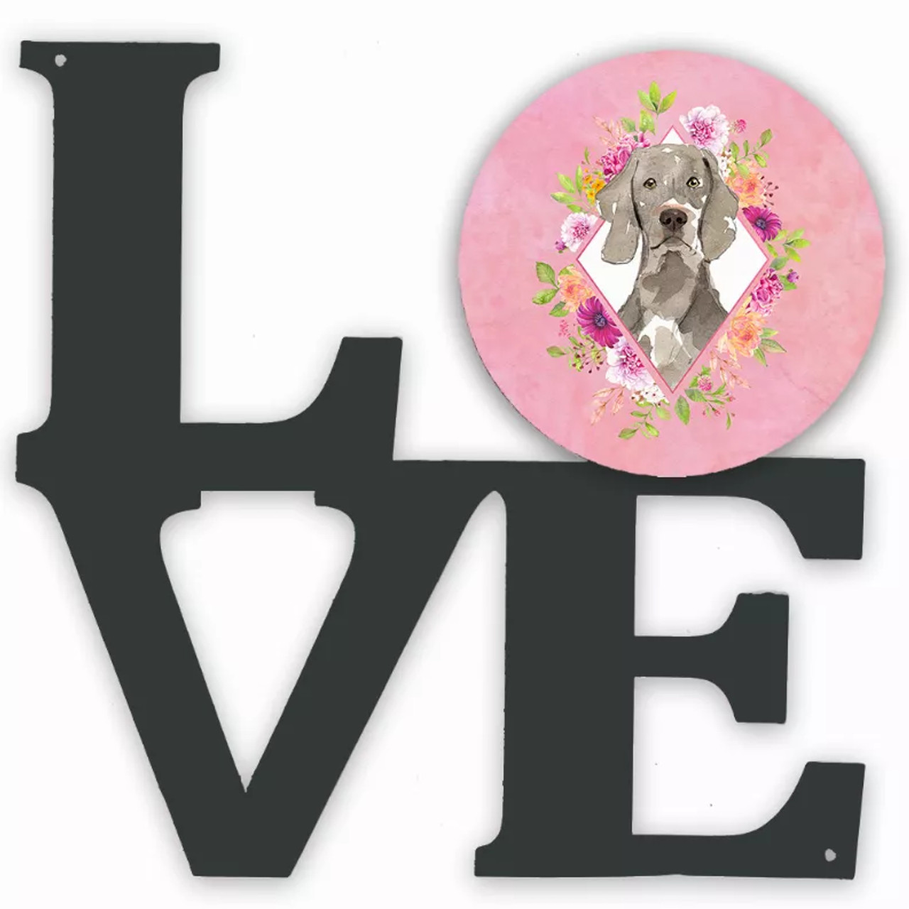 Dog Breed Flowers Design Metal Wall Artwork LOVE - S000213B001695P011065V000