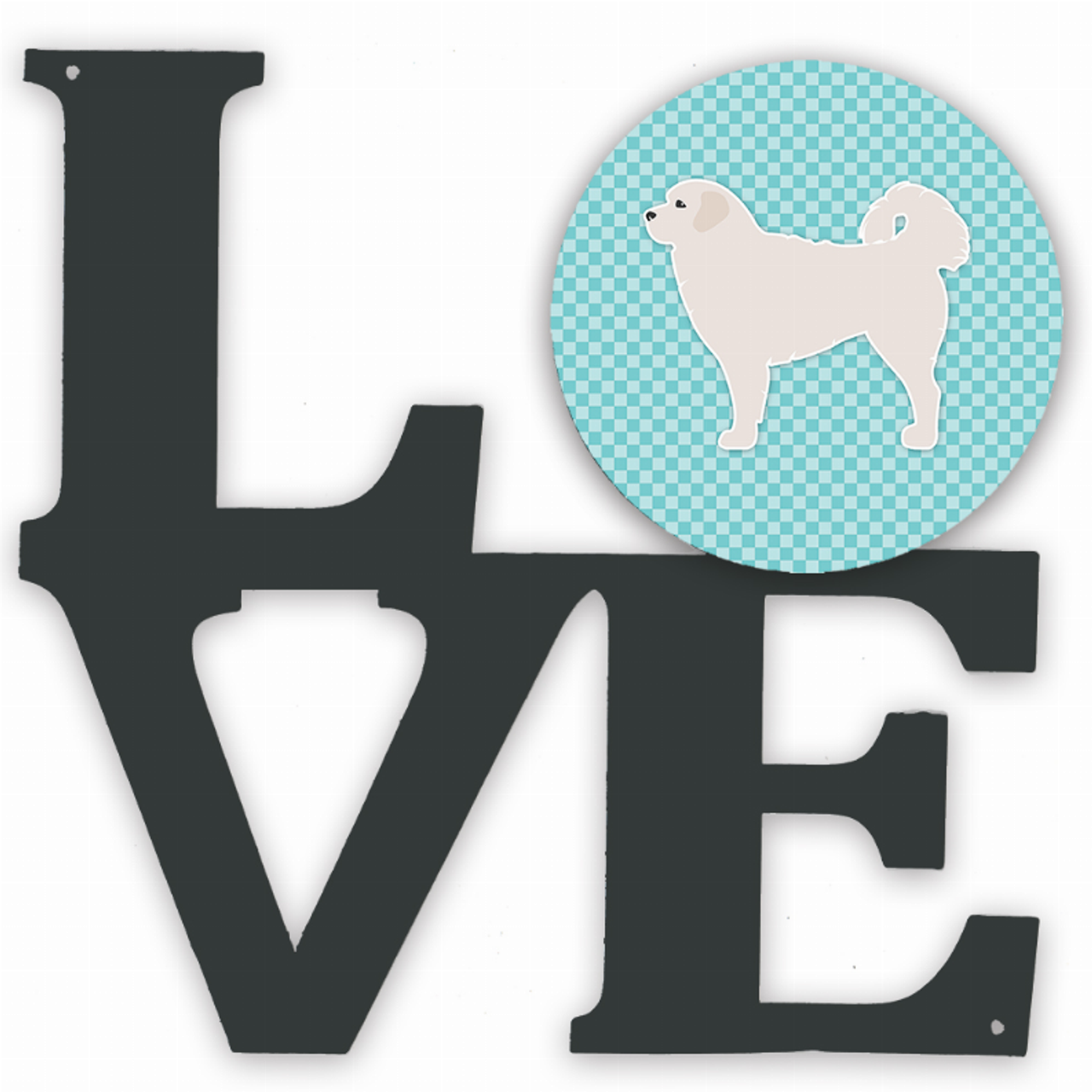 Checkerboard Dog Profile Metal Wall Artwork LOVE - BB3727WALV