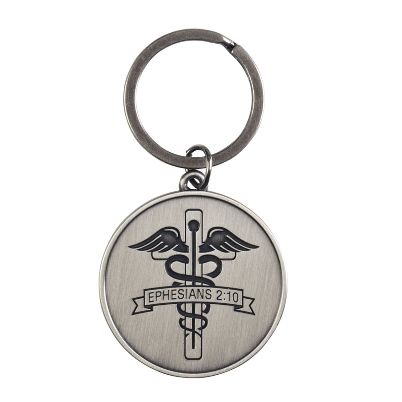 Keyring Cross Caduceus Ephesians 2:10 Keyring Cross Caduceus Ephesians 2:10