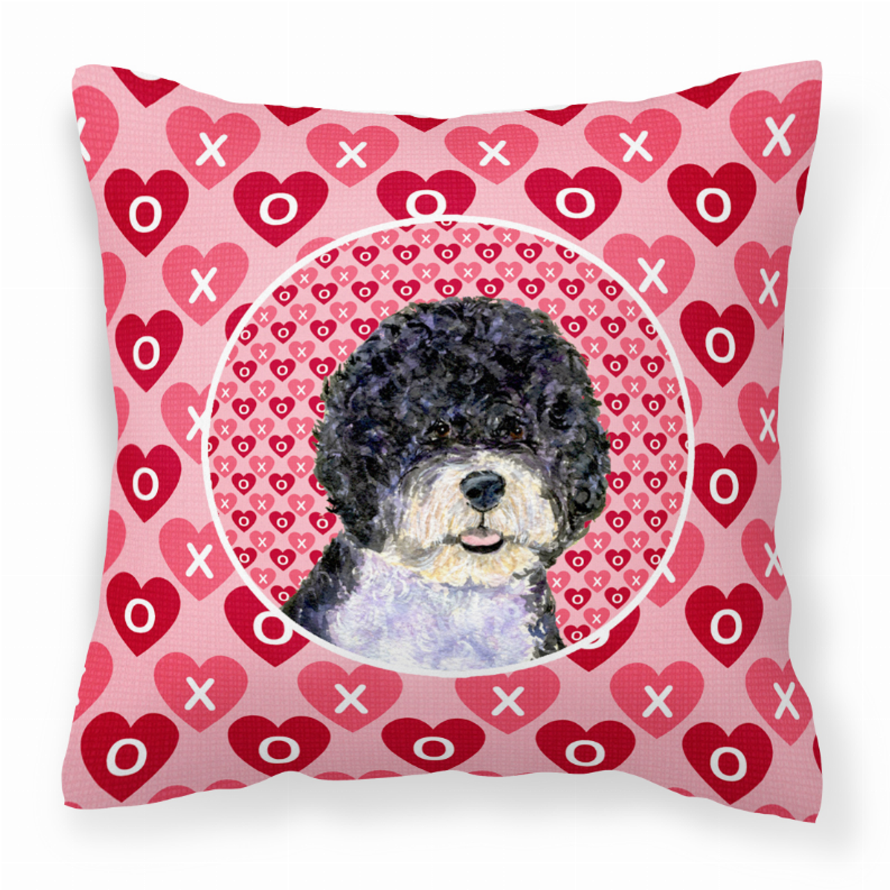 Hearts Love and Valentine's Day Dog Portrait Fabric Decorative Pillow - S000213B001695P068576V000