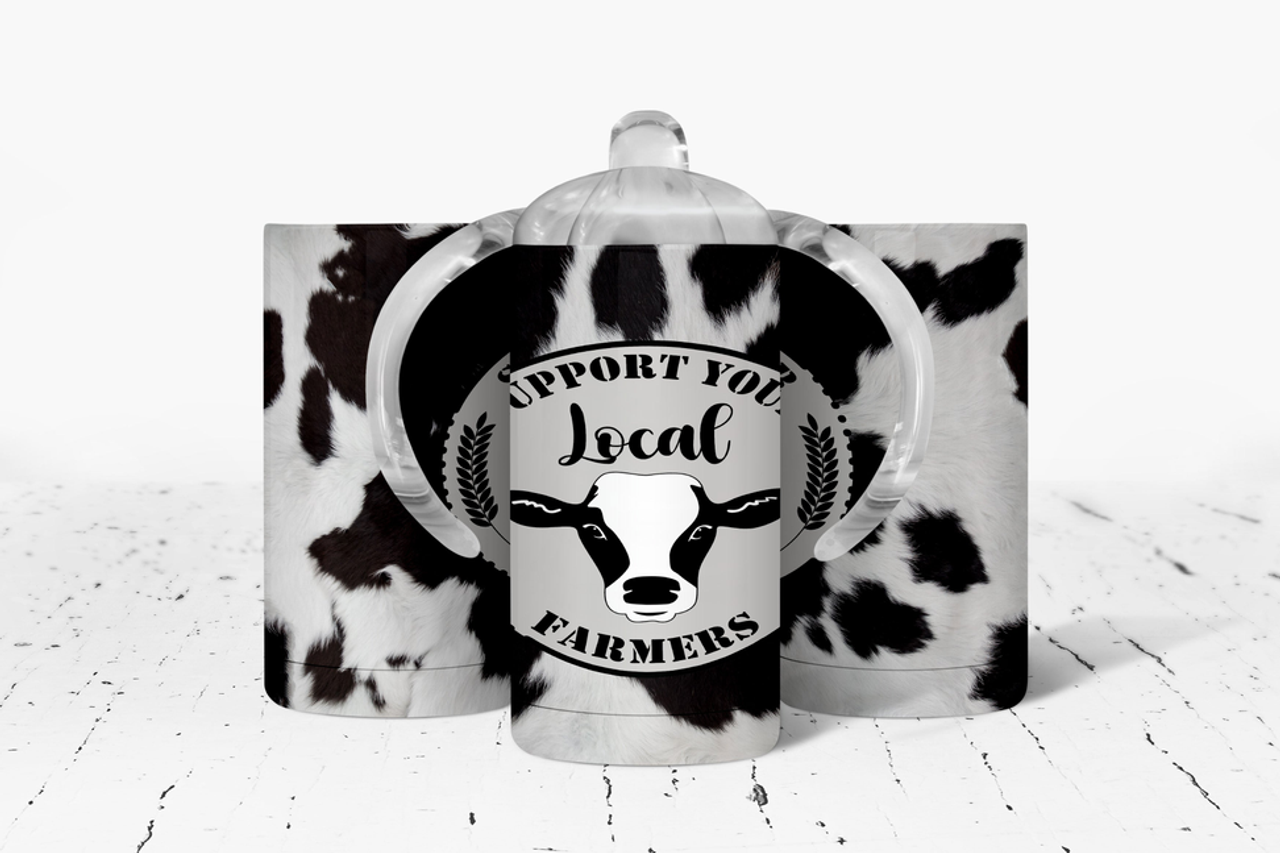 Support Your Local Farmer faux cowhide Insulated Kids Dual Lid Sippy Cup Tumbler - 3819-3288