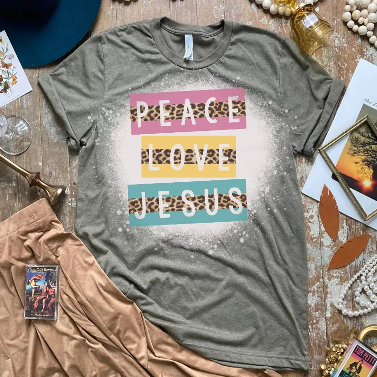 Peace Love Jesus Shirt Bleached