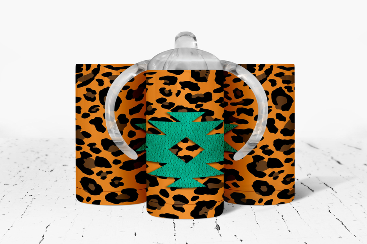 Leopard Print Aztec Insulated Kids Dual Lid Sippy Cup Tumbler
