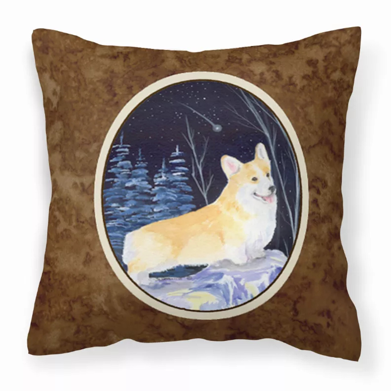 Starry Night Design with Dog Picture Fabric Decorative Pillow - SS8353PW1414
