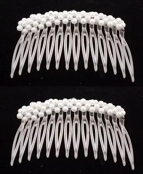 Pearl Side Hair Combs (pair) - 9054-2--12