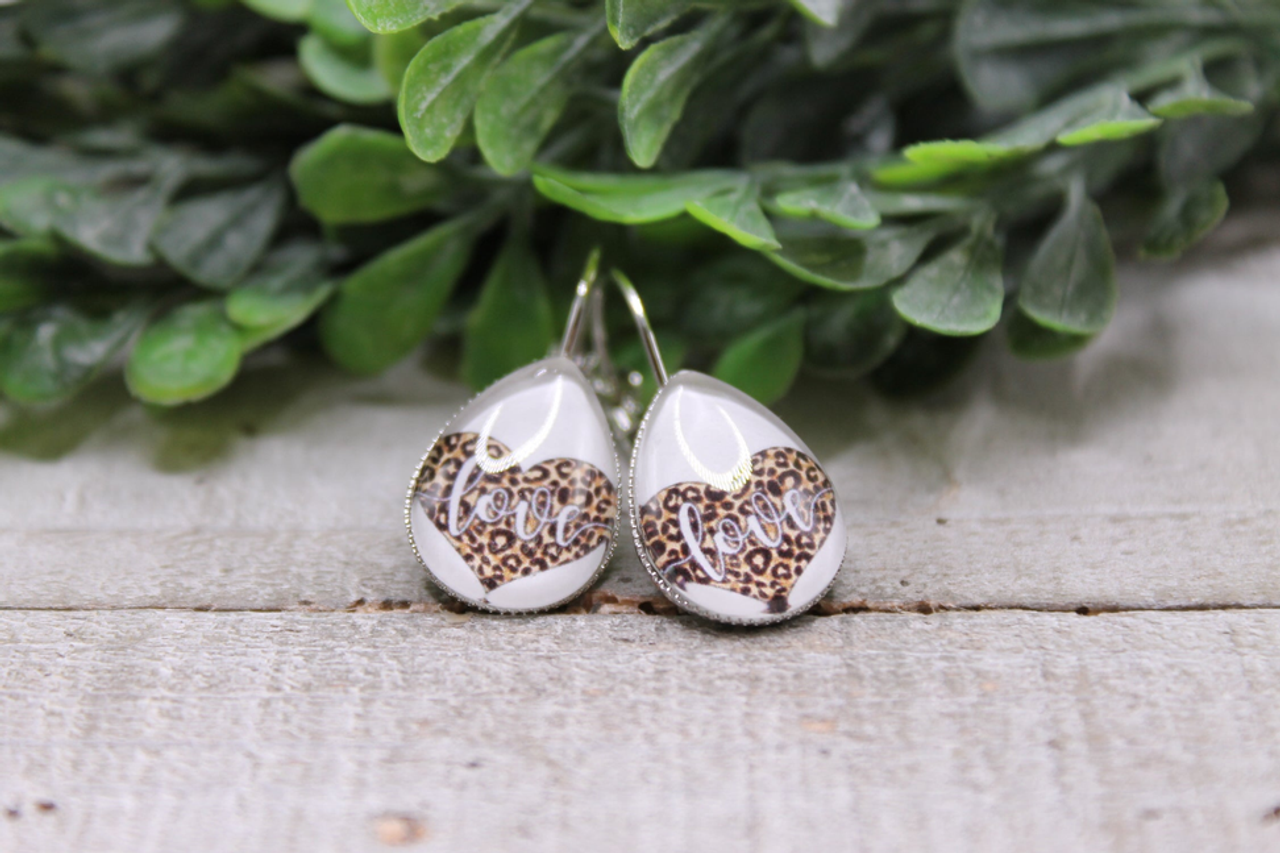 LOVE Leopard Heart || French Lever Earrings