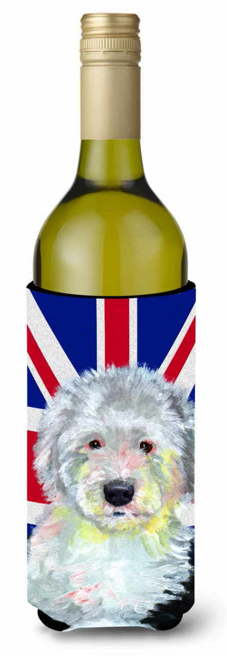 Dog with English Union Jack British Flag Wine Bottle Hugger - S000213B001695P039827V000