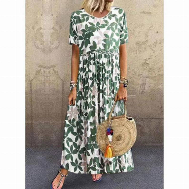 Handmade Dress - 100% Linen Forest Green Dress - S001710B002193P000207V005