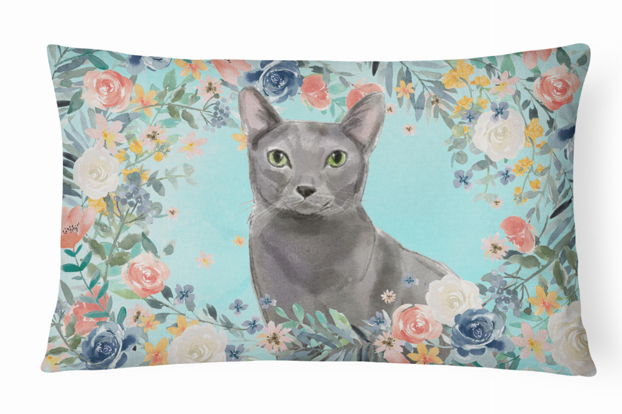 Dog Art Spring Flowers Canvas Fabric Decorative Pillow - S000213B001695P001178V000