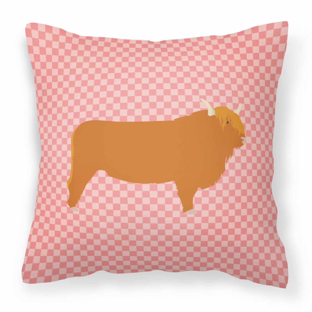 Pink Check Themed Fabric Decorative Pillow - BB7820PW1818