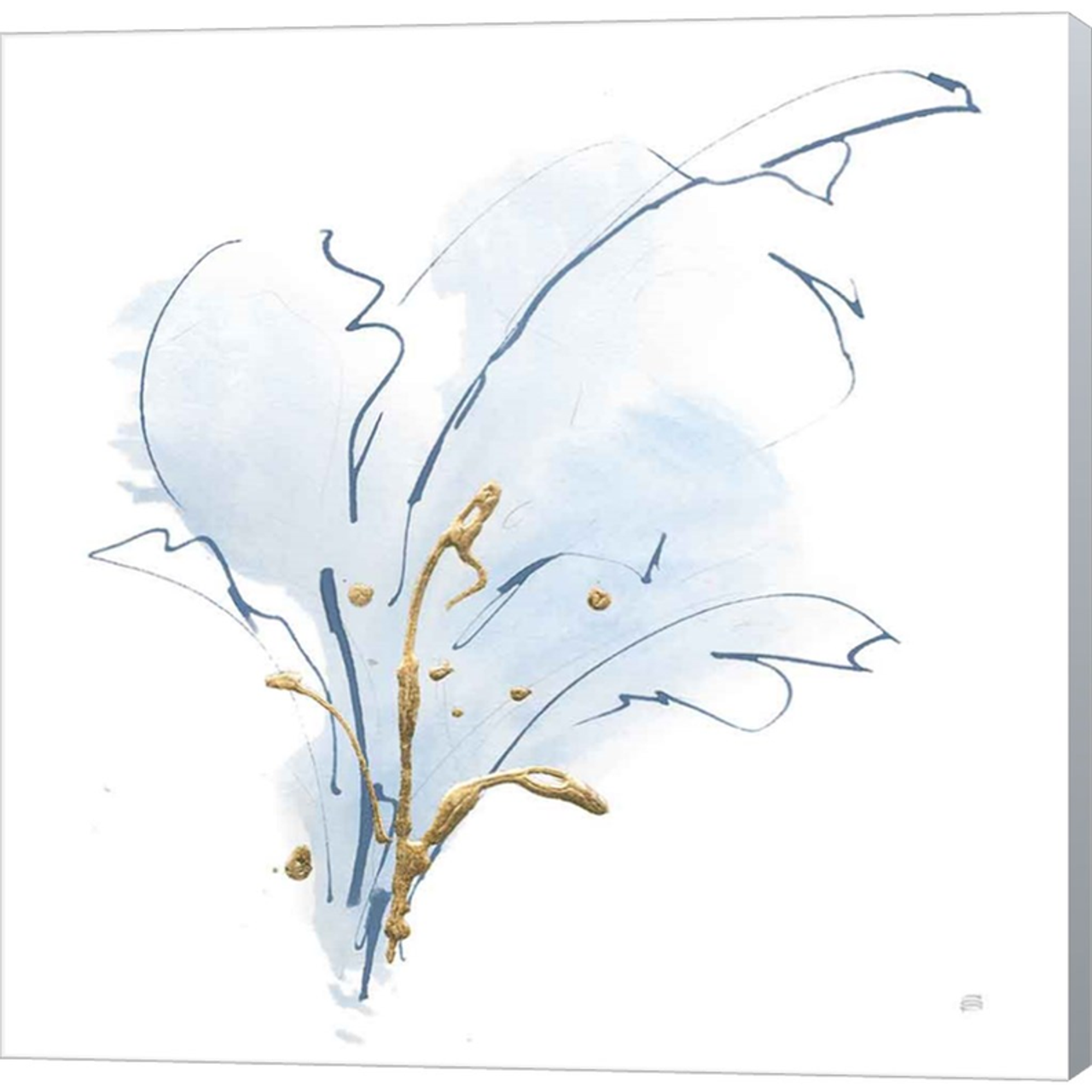 Blue and Gold Floral III by Chris Paschke, Canvas Art