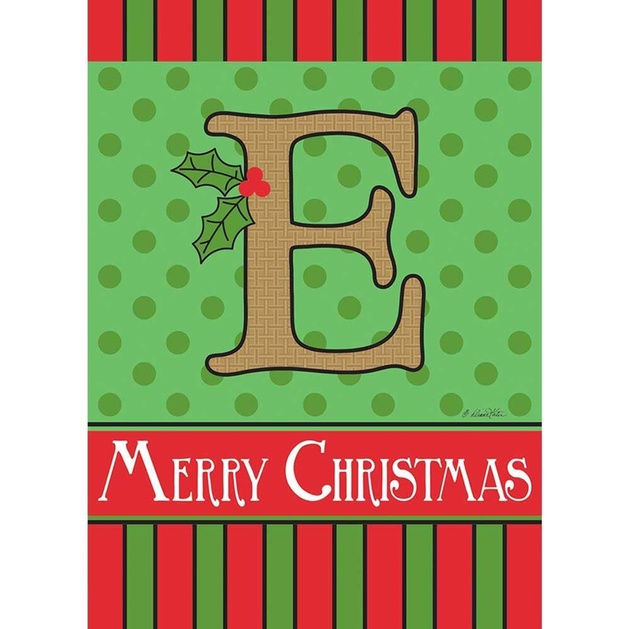 Merry Christmas Monogram Burlap Garden Flag - 1651