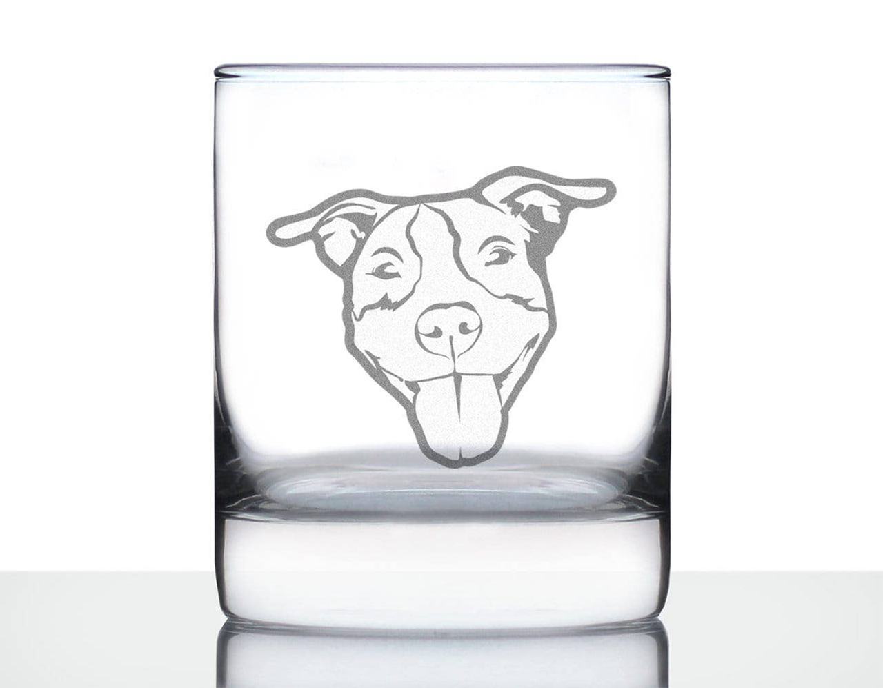 Pitbull Happy Face Whiskey Rocks Glass - Pit Bull Dog Gifts