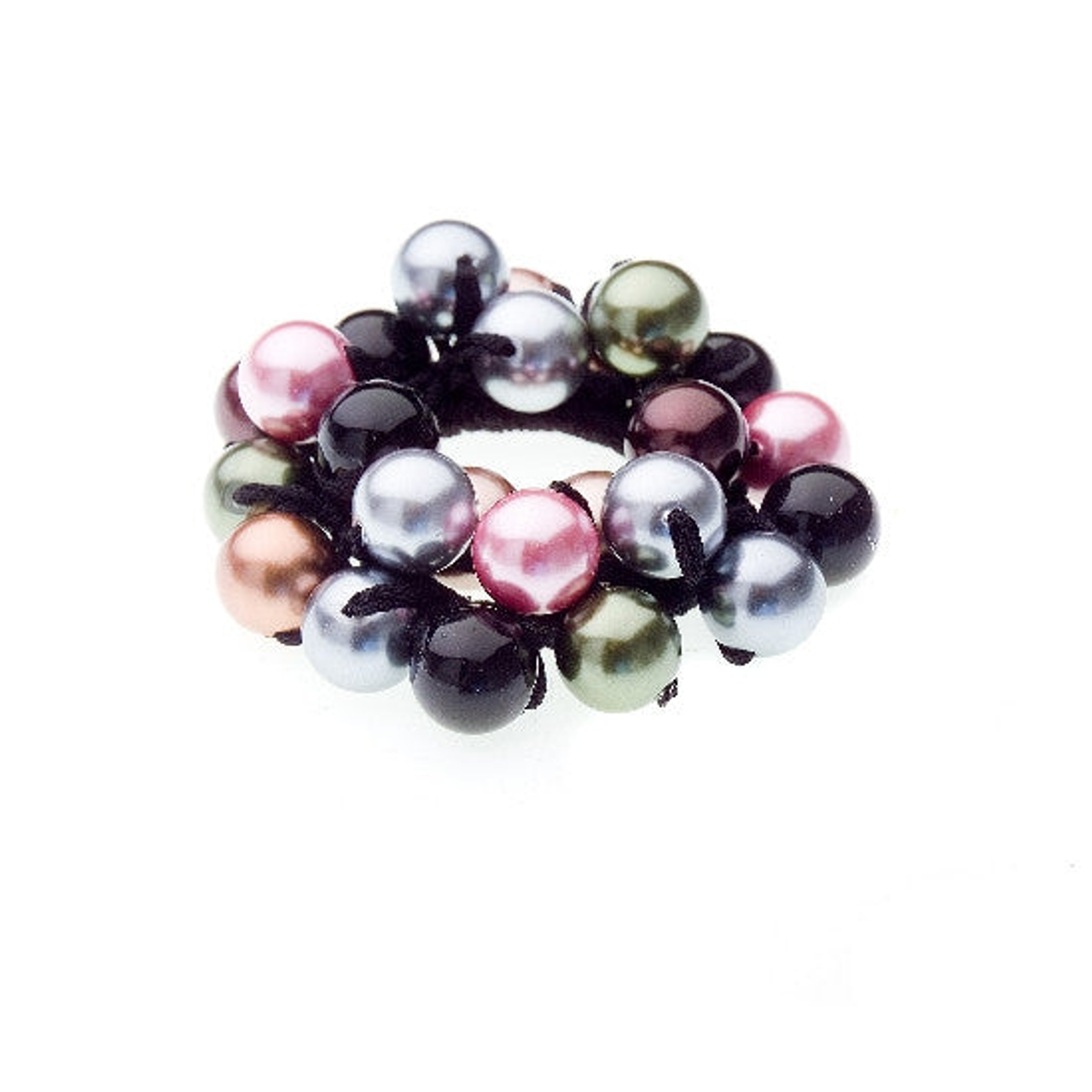 Multi Color Beaded Elastic Ponytail - 12121-3317-11