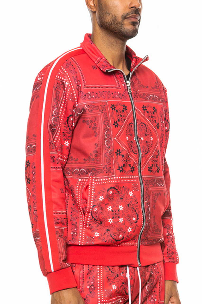 Paisley All Over Print Track Jacket - TJ114-RED-2X
