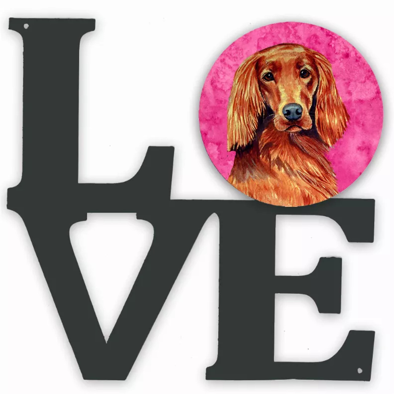 Blue/Pink Dog Metal Wall Artwork LOVE - S000213B001695P012643V000