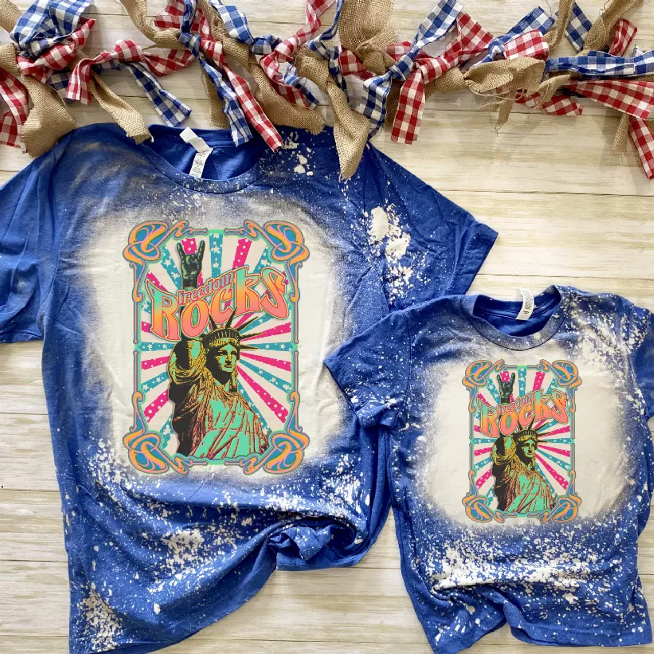 Freedom Rocks Bleached Shirt - 4th of July Shirt - S001660B002344P000138V002