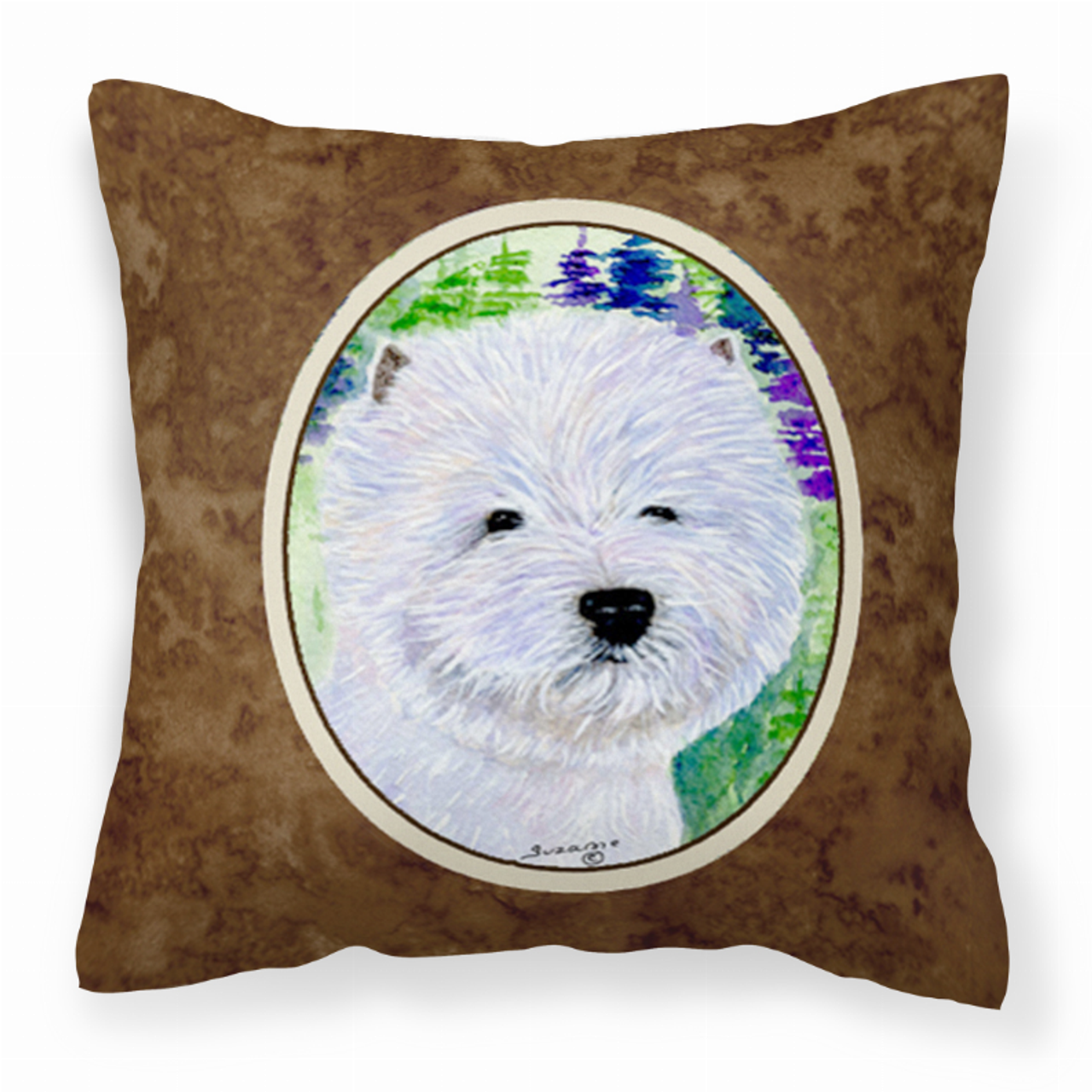 Portrait Artwork with Dog Brown Fabric Decorative Pillow - S000213B001695P022662V000