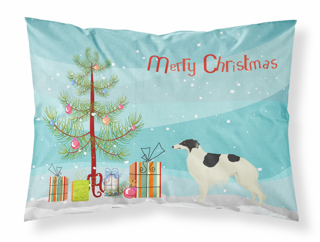 Borzoi Christmas Tree Fabric Standard Pillowcase