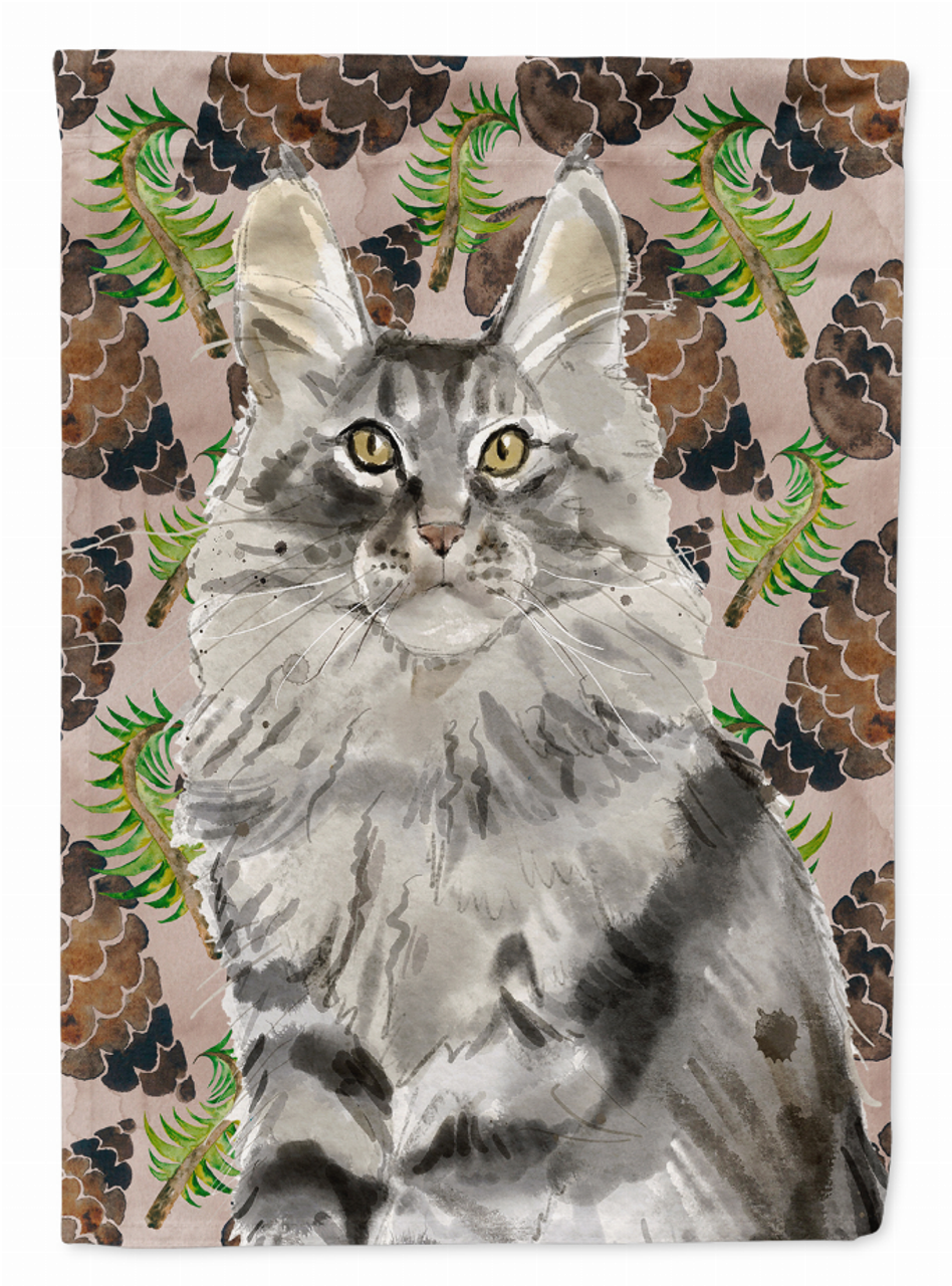 Maine Coon Pine Cones Flag Garden Size