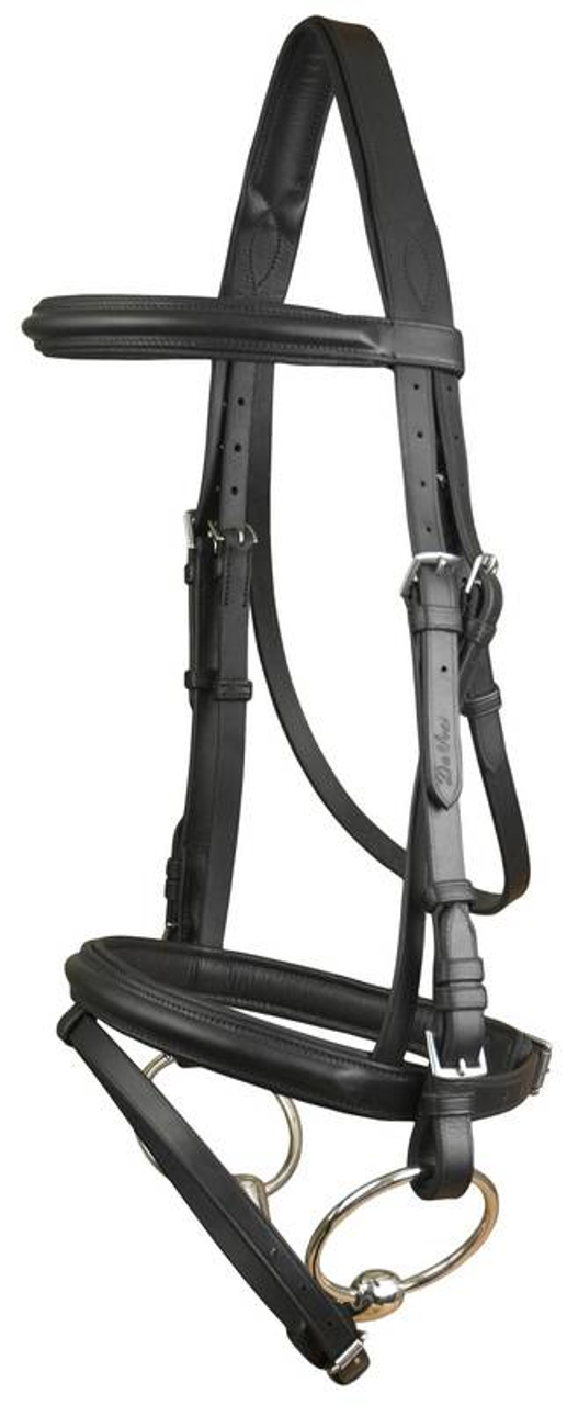Da Vinci Plain Raised Padded Comfort Crown Dressage Bridle with Flash less Reins - 5-449907
