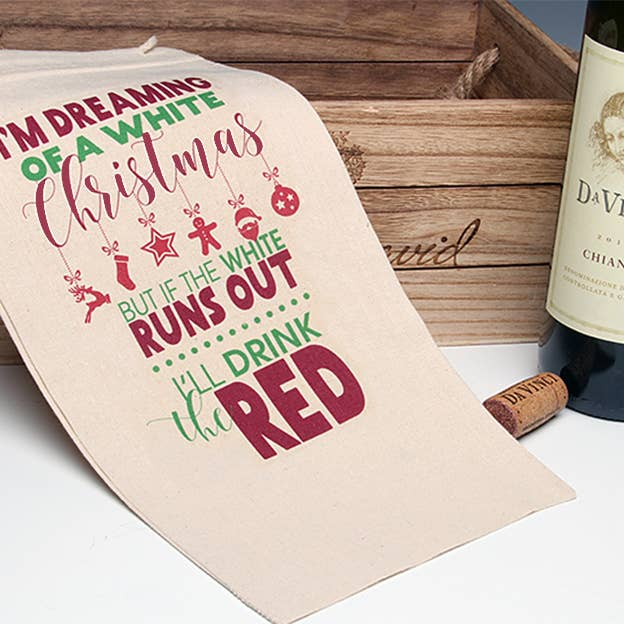 White Christmas Wine Tote Bag