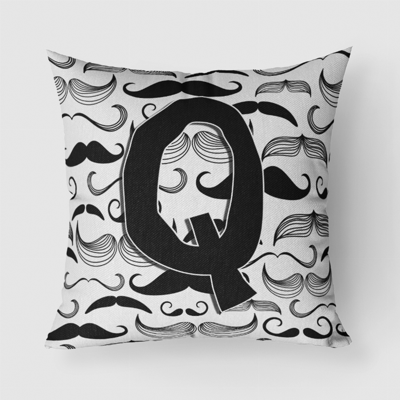 Letter Moustache Initial Fabric Decorative Pillow - CJ2009-QPW1818