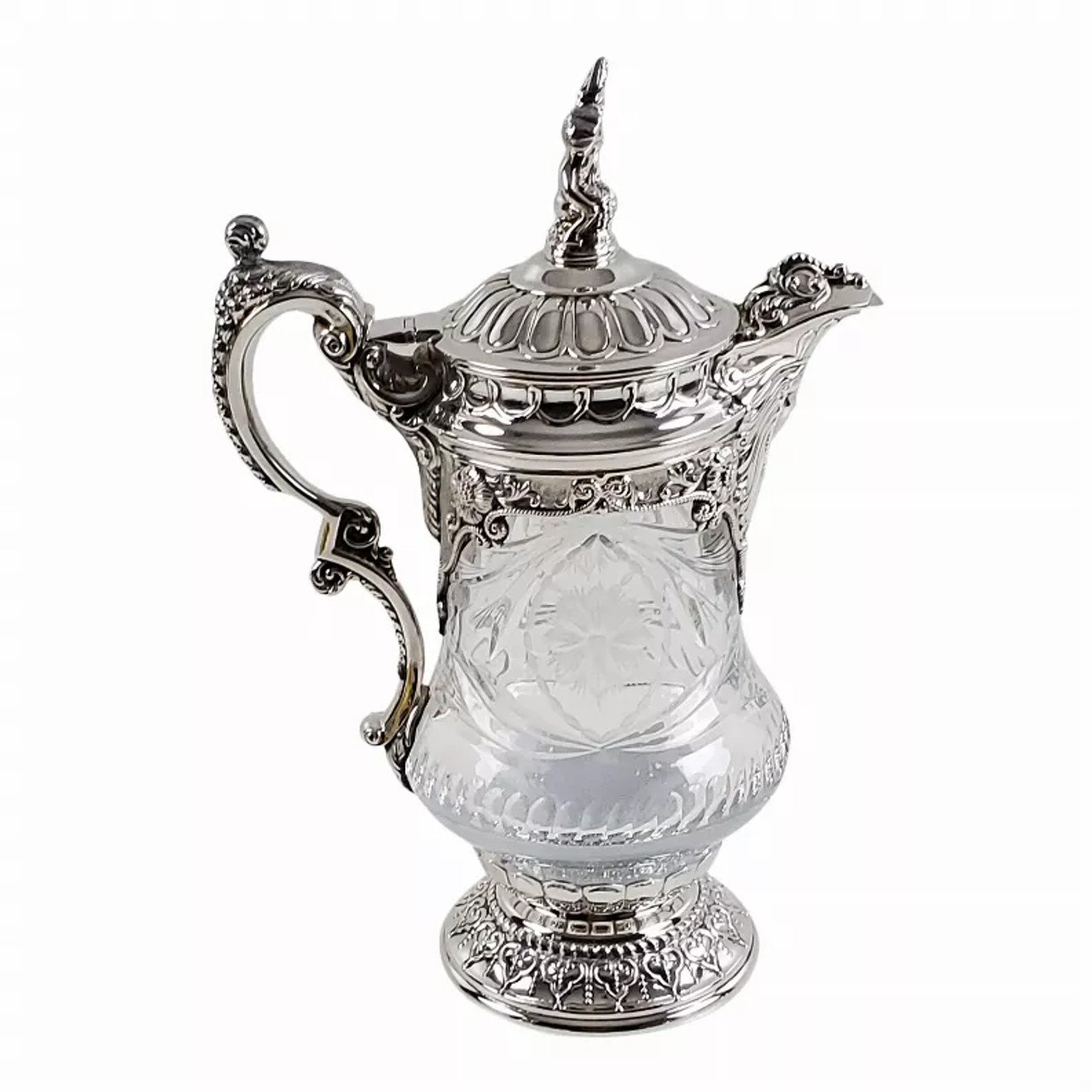 The Master Jug- Cut Crystal Silver Plate 13.5"h