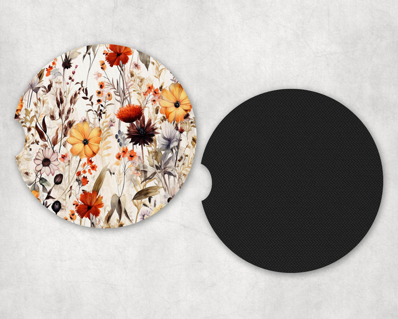 Fall Floral Neoprene Car Coaster Set
