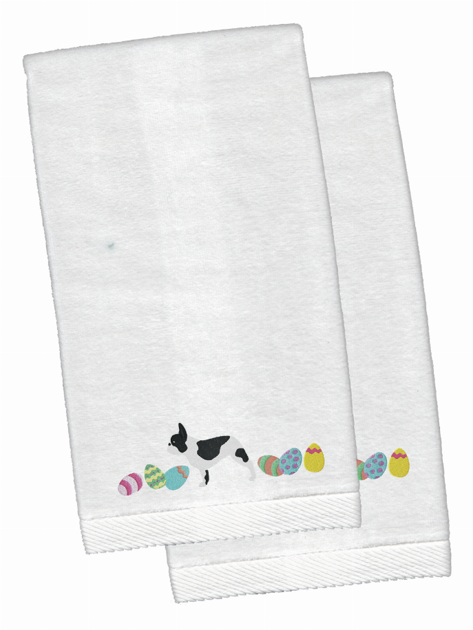 Easter Dog Design White Embroidered Plush Hand Towel Set of 2 - S000213B001695P115088V000