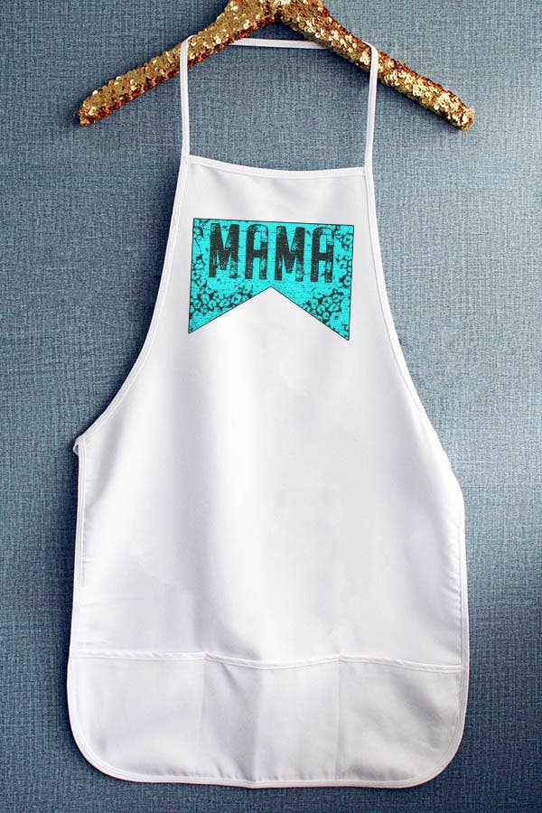 Turquoise Leopard Mama Kitchen Graphic Apron 99622