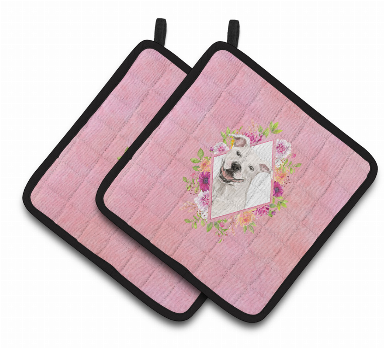 Dogs and Flowers Pair of Pot Holders - CK4268PTHD