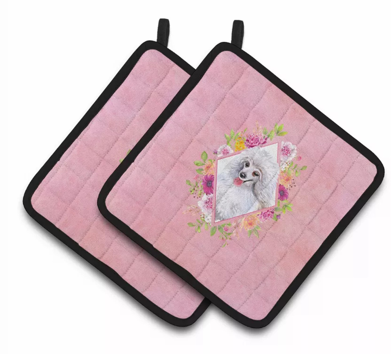 Dogs and Flowers Pair of Pot Holders - S000213B001695P003472V013