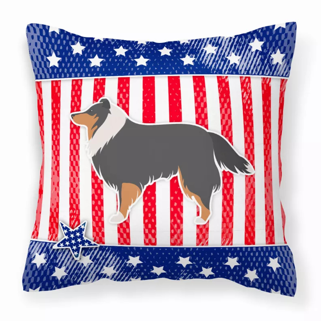 USA Patriotic With Dog Fabric Decorative Pillow - S000213B001695P073756V000