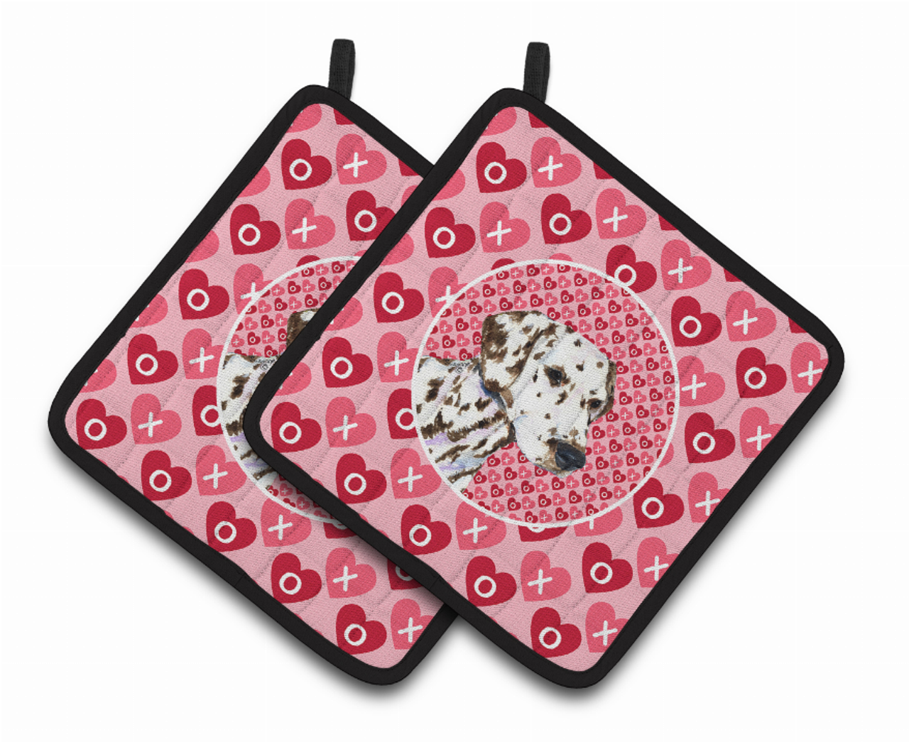 Dog Valentine's Day Portrait Pair of Pot Holders - S000213B001695P069485V007