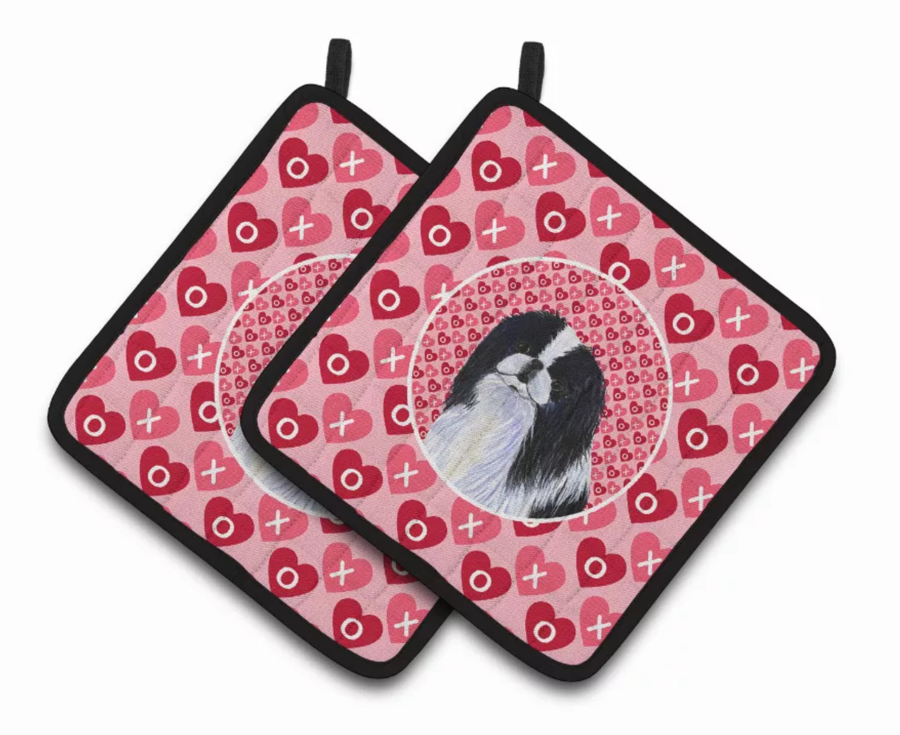 Dog Valentine's Day Portrait Pair of Pot Holders - S000213B001695P069485V005